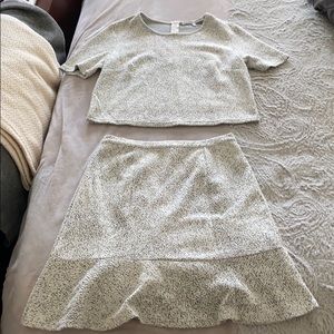 Two piece crop top and peplum skirt